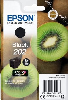 EPSON ink čer Singlepack "Kiwi" Black 202 Claria Premium Ink 6,9 ml