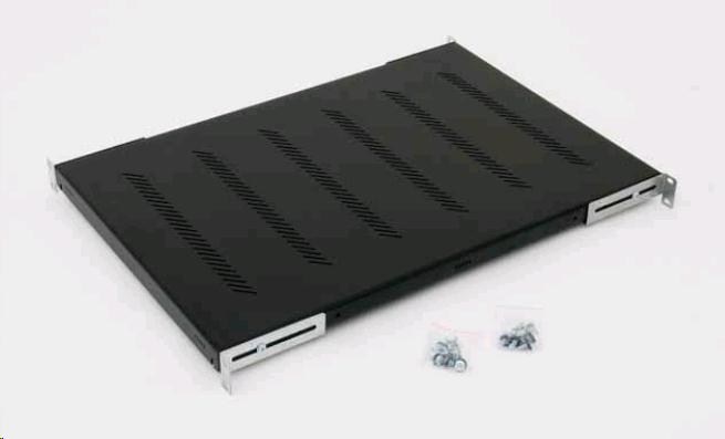 TRITON Police s perforací 19", 1U/750mm, nosnost 150kg, černá