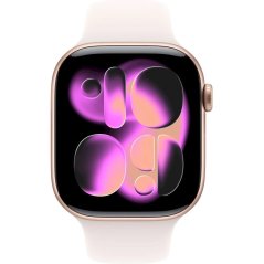 Apple Watch Series 11 GPS + Cellular 42mm Gold Titanium Case with Light Blush Sport Band - S/M
