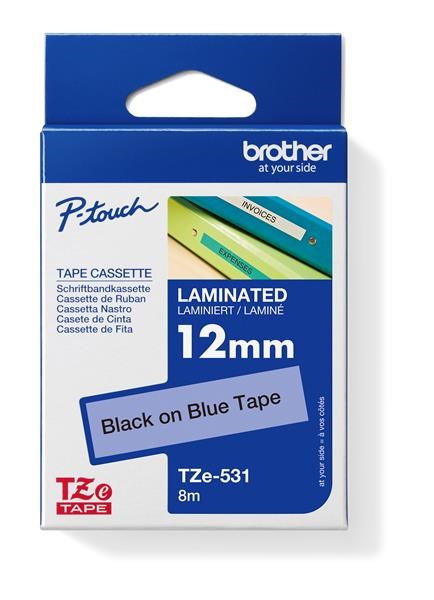 BROTHER TZE531 - kazeta TZ šířky 12mm, laminovaná TZE-531, modrá/černé písmo