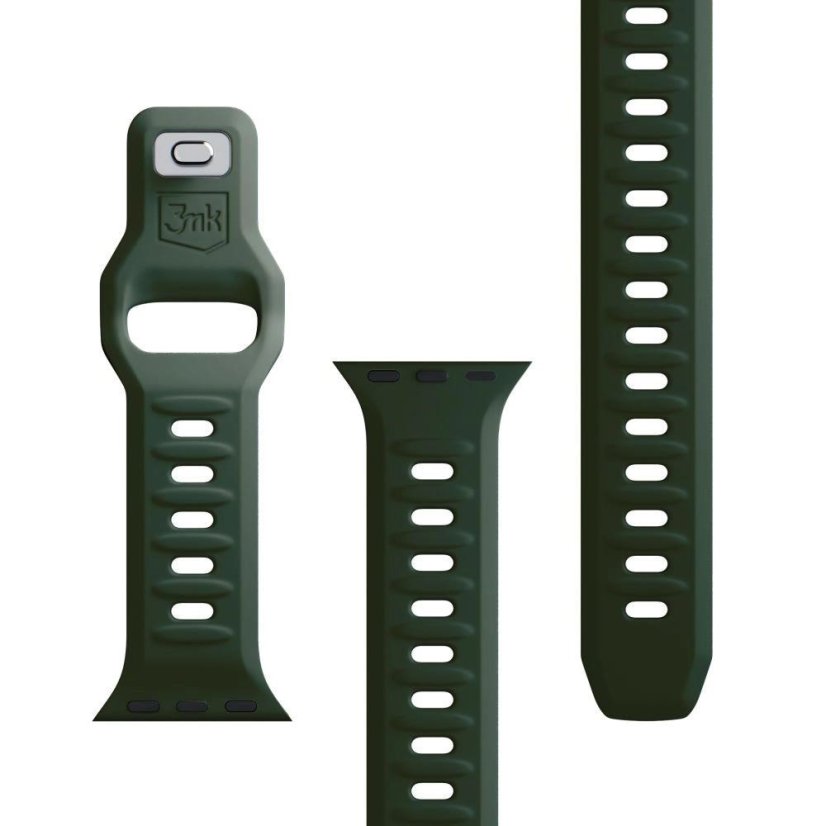 3mk Silicone Watch Strap pro Apple 42/44/45/49 mm Dark Green