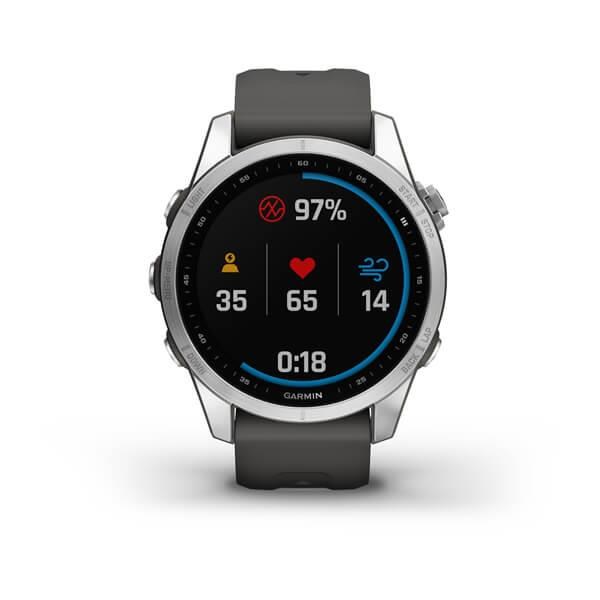 Garmin fenix 7s Glass, Silver/ Graphite Silicone Band, EU