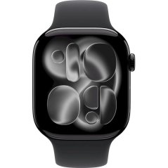Apple Watch Series 11 GPS + Cellular 46mm Jet Black Aluminium Case with Black Sport Band - M/L