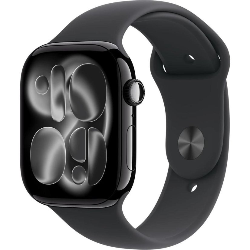 BAZAR - Apple Watch Series 11 GPS 42mm Jet Black Aluminium Case with Black Sport Band - S/M - rozbaleno