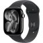Apple Watch Series 11 GPS 46mm Jet Black Aluminium Case with Black Sport Band - S/M