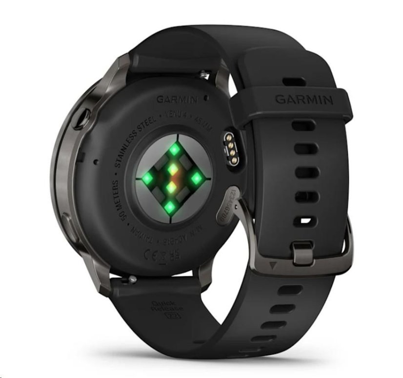 Garmin Venu® 4 - 45 mm Slate a Černý silikonový řemínek