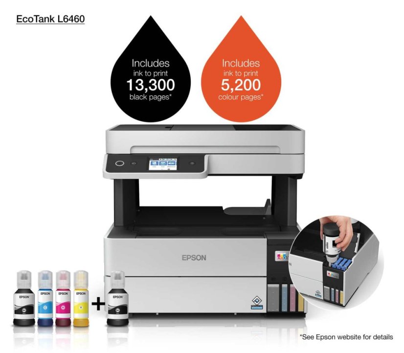 EPSON tiskárna ink EcoTank L6460, 3v1, A4, 1200x4800dpi, 37ppm, USB, Duplex,Záruka 5 let po registraci zdarma