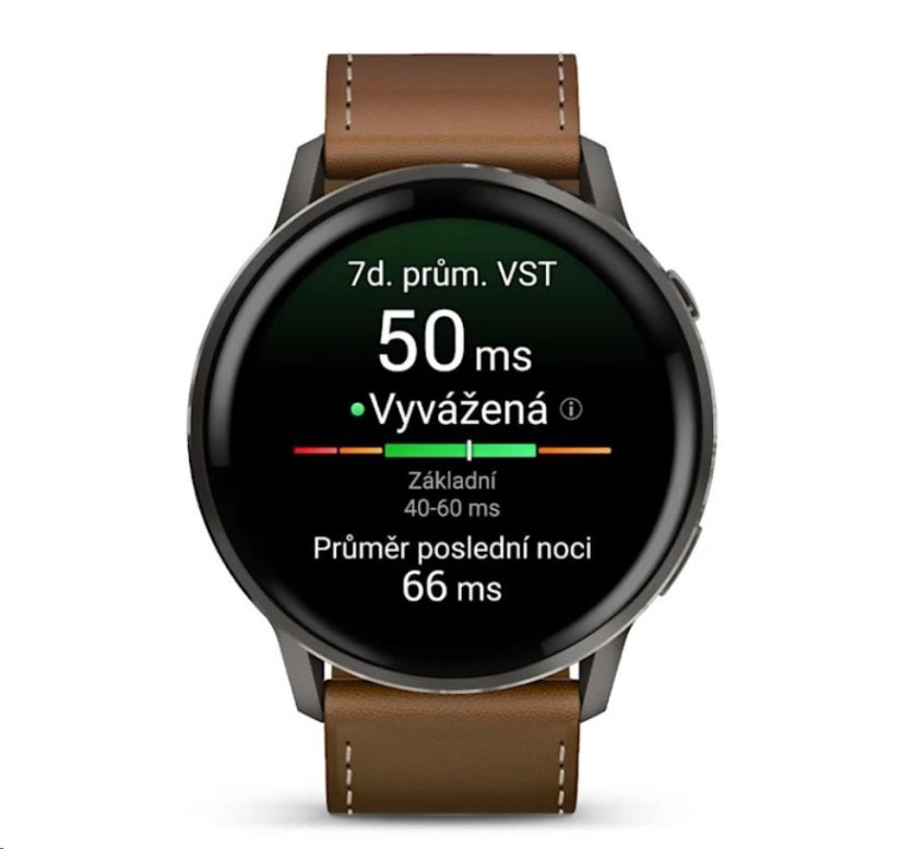 Garmin Venu 4 (45 mm) Slate / Černý silikonový řemínek a Hnědý kožený řemínek, EU