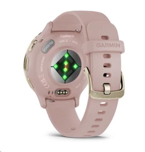 Garmin Venu® 3S, Nerezová luneta Soft Gold, pouzdro Dust Rose, silikonový řemínek