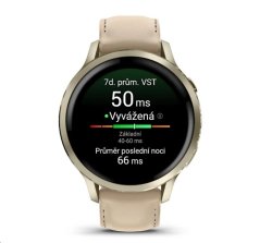 Garmin Venu 4 (41 mm) Zlaté / Bílý silikonový řemínek a Light Sand kožený řemínek, EU (upravit kartu)
