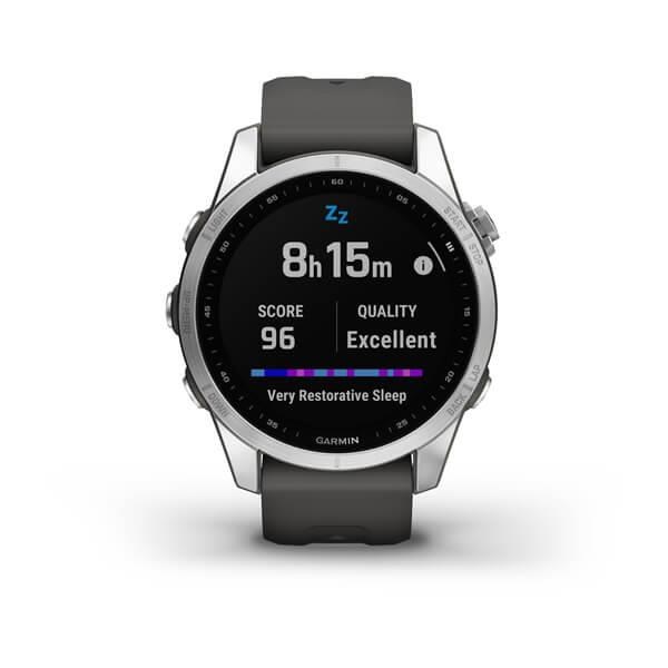 Garmin fenix 7s Glass, Silver/ Graphite Silicone Band, EU