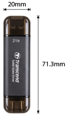 Transcend ESD310C 512GB, External SSD, USB 10Gbps, Type C/A