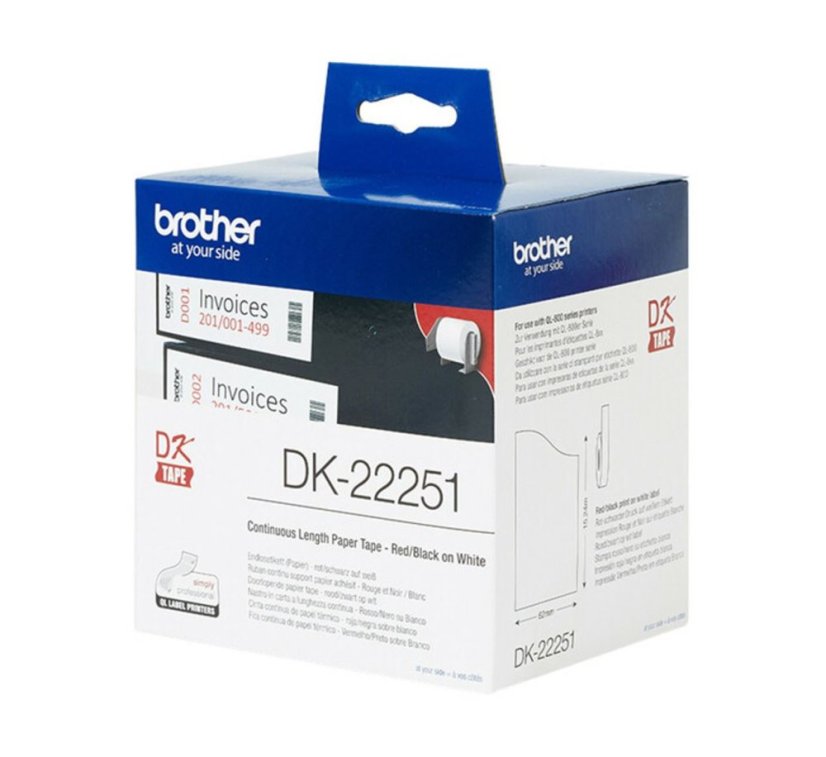BROTHER DK-22251 (papírová role červeno-černá na bílém podkladu) 62mm x 15,24m