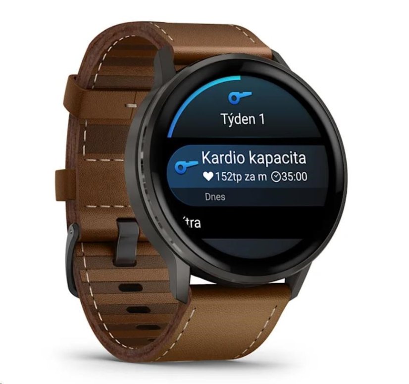 Garmin Venu 4 (45 mm) Slate / Černý silikonový řemínek a Hnědý kožený řemínek, EU
