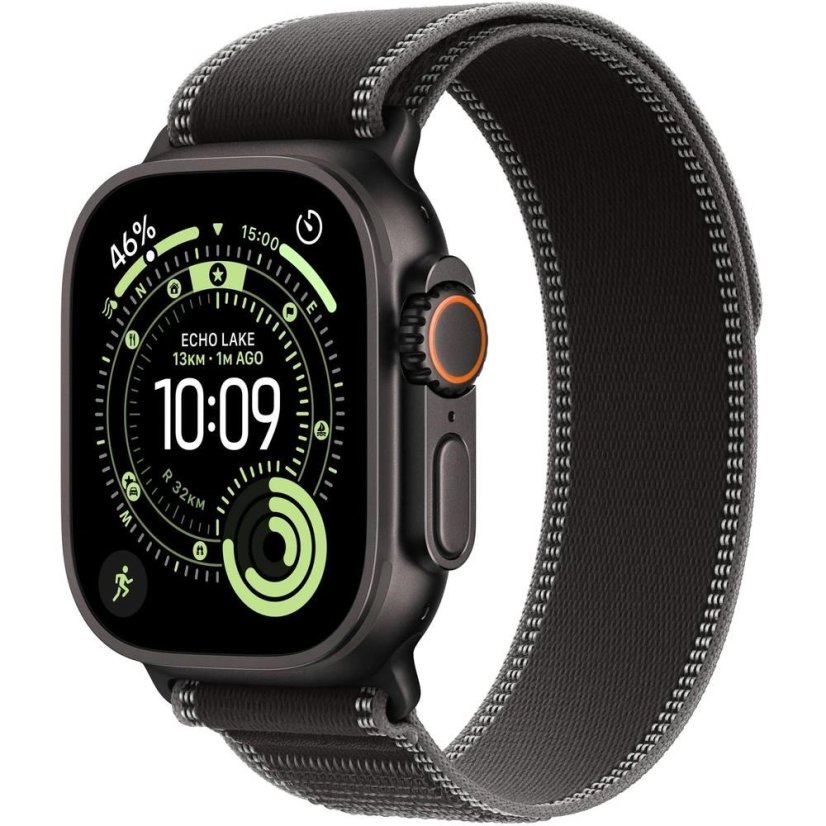 Apple Watch Ultra 3 GPS + Cellular 49mm Black Titanium Case with Black/Charcoal Trail Loop - M/L