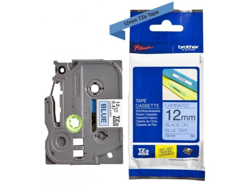 BROTHER TZE531 - kazeta TZ šířky 12mm, laminovaná TZE-531, modrá/černé písmo