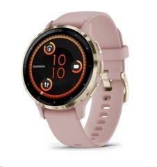 Garmin Venu® 3S, Nerezová luneta Soft Gold, pouzdro Dust Rose, silikonový řemínek