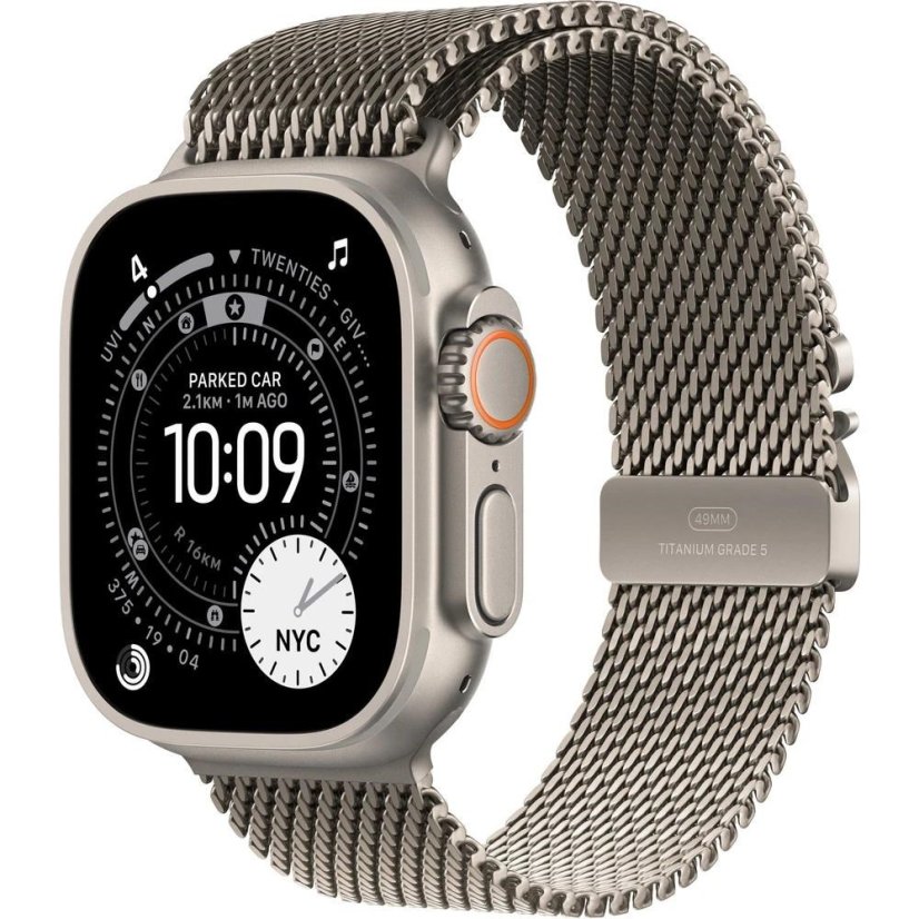 Apple Watch Ultra 3 GPS + Cellular 49mm Natural Titanium Case with Natural Titanium Milanese Loop - Large