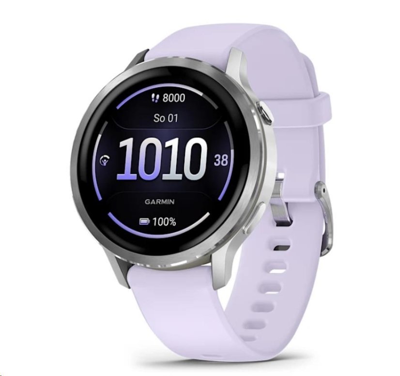 Garmin Venu® 4 - 41 mm Silver / Periwinkle silikonový řemínek