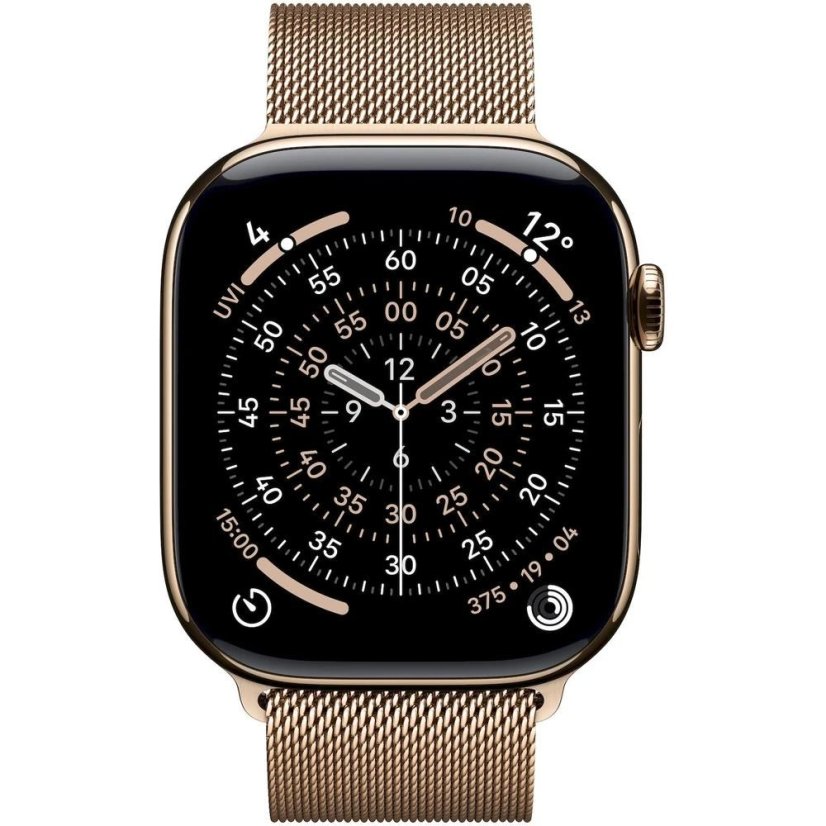 Apple Watch Series 11 GPS + Cellular 42mm Gold Titanium Case with Gold Milanese Loop