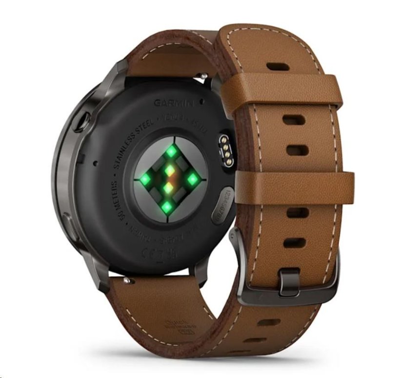Garmin Venu 4 (45 mm) Slate / Černý silikonový řemínek a Hnědý kožený řemínek, EU