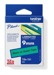 BROTHER TZE721 - kazeta TZ šířky 9mm, laminovaná TZE-721, zelená/černé písmo