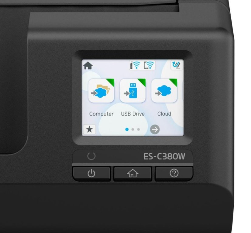 EPSON skener ES-C380W, A4, 600x600dpi, USB, Wi-Fi (direct), Display