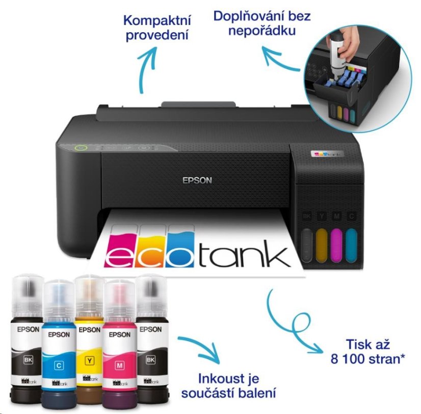 EPSON tiskárna ink EcoTank L1270, 5760x1440dpi, A4, 33ppm, USB, Wi-Fi,Záruka 5 let po registraci zdarma