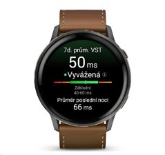 Garmin Venu 4 (45 mm) Slate / Černý silikonový řemínek a Hnědý kožený řemínek, EU (upravit kartu)