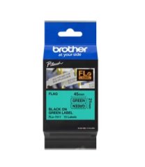 BROTHER FLe-7511 předřezané štítky - černá na zelené, 21 mm šířka