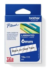 BROTHER TZE111 - kazeta TZ šířky 6mm, laminovaná TZE-111, průsvitná/černé písmo